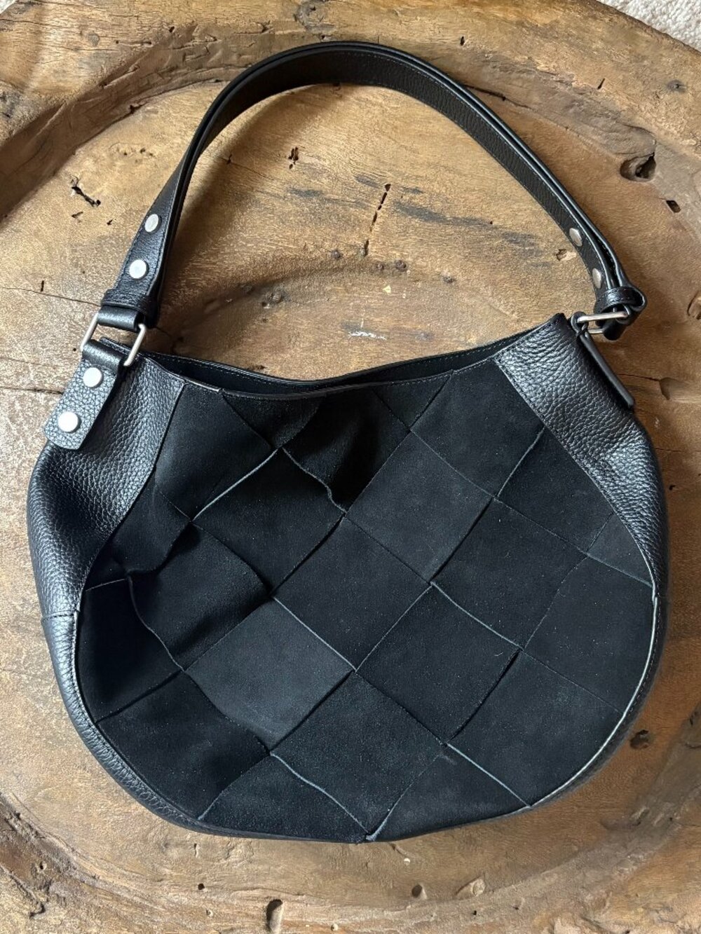 Treasure & Bond Nordstrom black suede leather woven hobo shoulder bag
